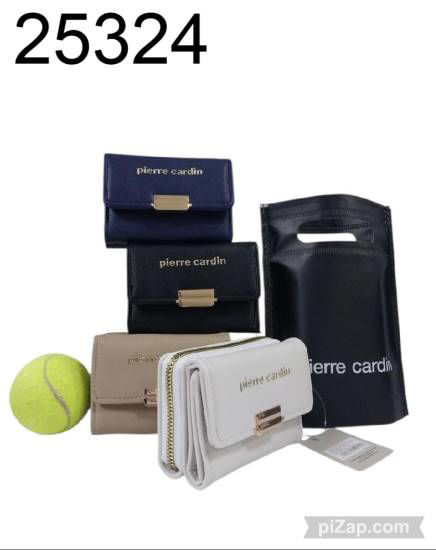 Imagen de BILLETERA POKET PIERRE CARDIN C/DETALLE DORADO NEGRA/BLANCA/BEIGE 9.25